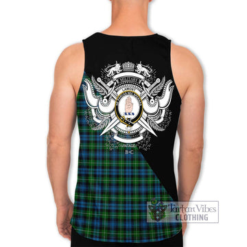 Lamont Tartan Men's Tank Top with Family Crest and Military Logo Style