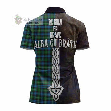 Lamont Tartan Family Crest Women's Polo Shirt Alba Gu Brath Be Brave Lion Ancient Style - Tartan Vibes Clothing