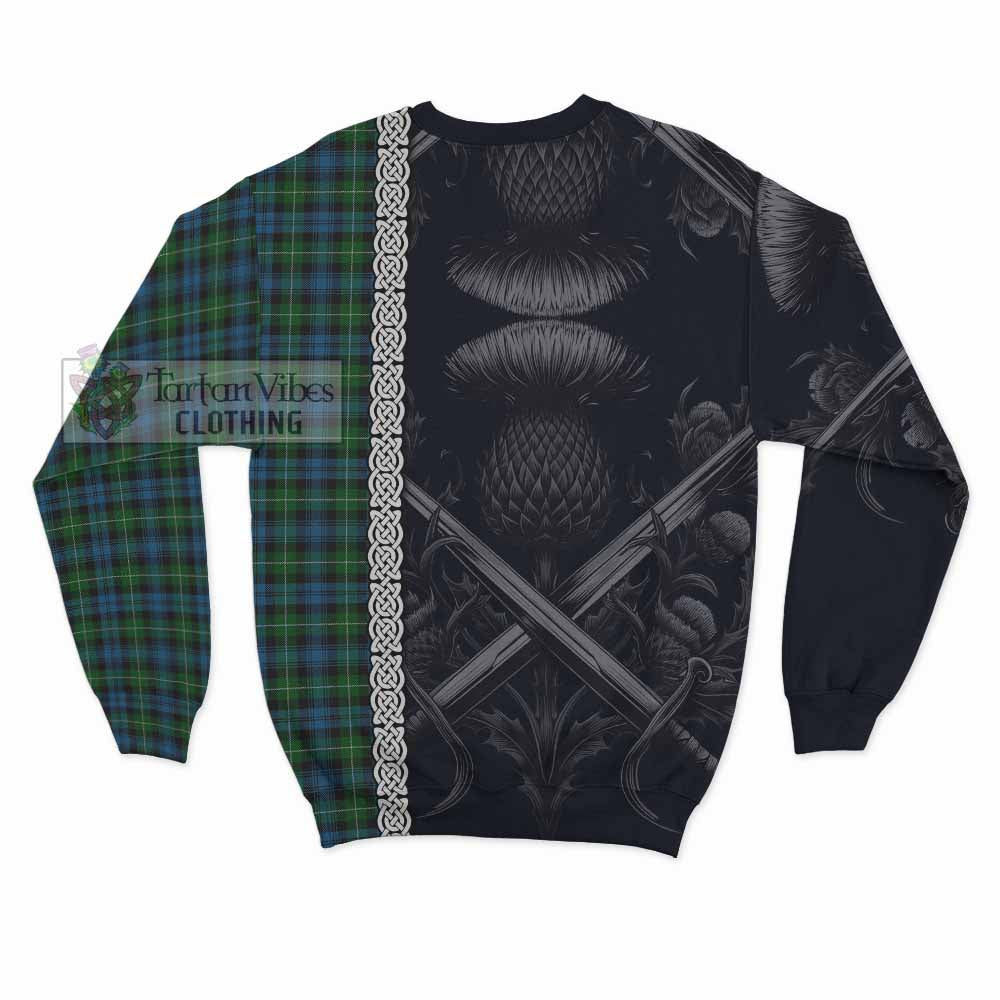 Tartan Vibes Clothing Lamont Tartan Sweatshirt with Family Crest Cross Sword Thistle Celtic Vibes