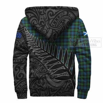 Lamont Crest Tartan Sherpa Hoodie with New Zealand Silver Fern Half Style