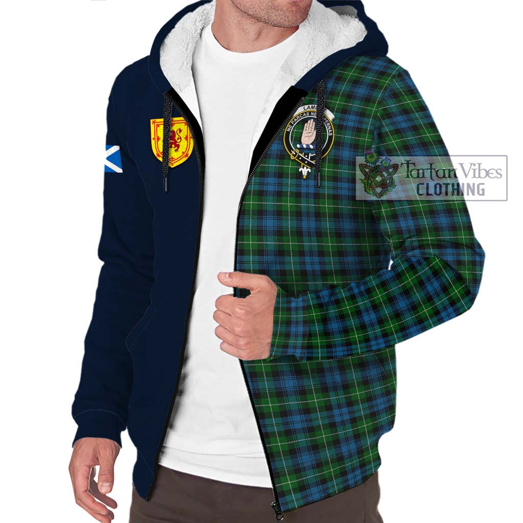 Tartan Vibes Clothing Lamont Tartan Sherpa Hoodie with Scottish Lion Royal Arm Half Style