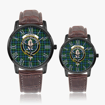 Lamont Tartan Family Crest Leather Strap Quartz Watch