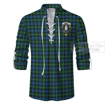 Lamont Tartan Ghillie Kilt Shirt with Family Crest Celtic Skull Style