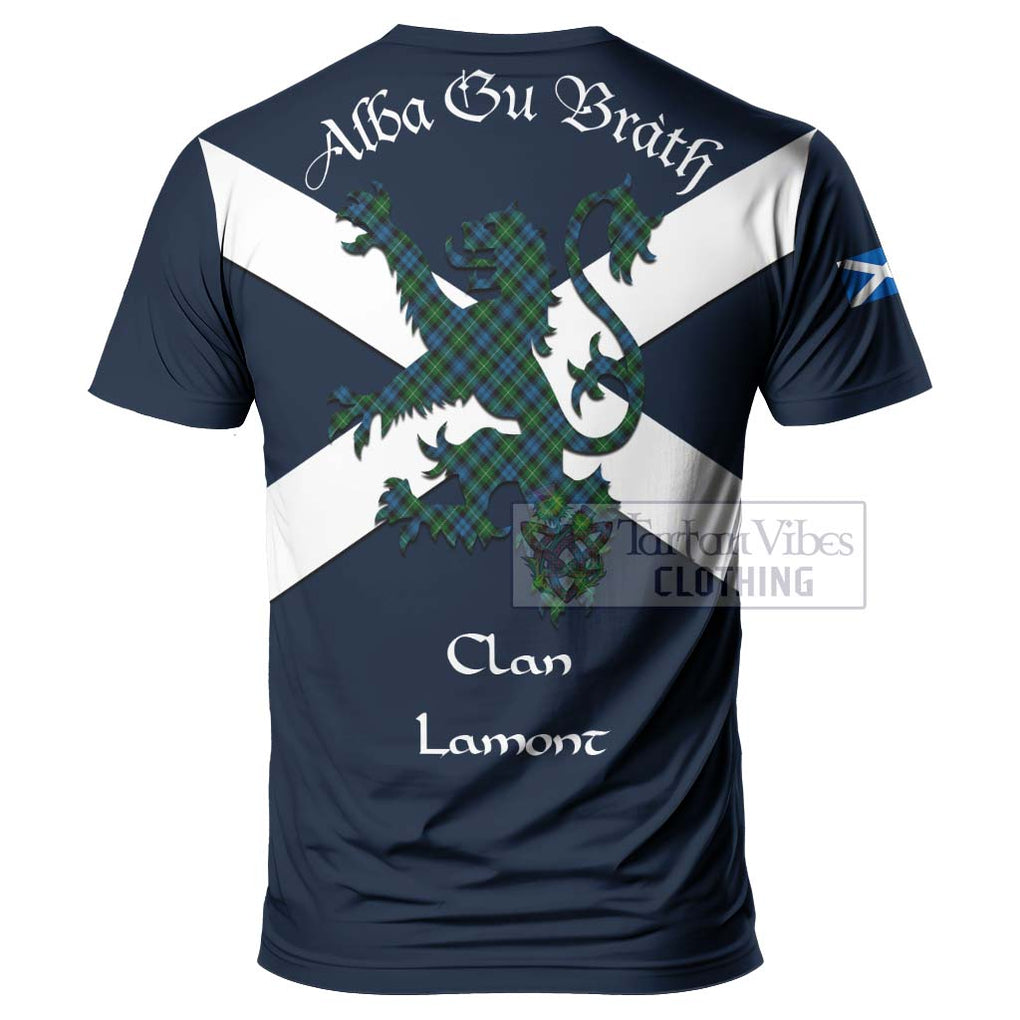 Tartan Vibes Clothing Lamont Tartan Lion Rampant T-Shirt – Proudly Display Your Heritage with Alba Gu Brath and Clan Name