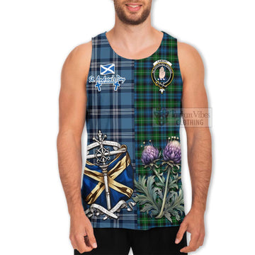 Lamont Tartan Men's Tank Top Happy St. Andrew's Day Half Tartan Style