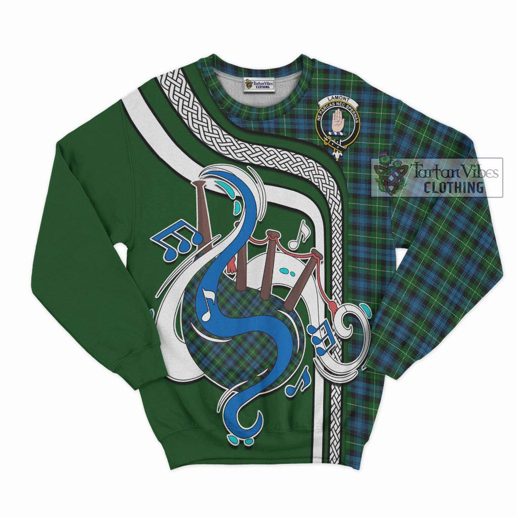 Tartan Vibes Clothing Lamont Tartan Sweatshirt with Epic Bagpipe Style