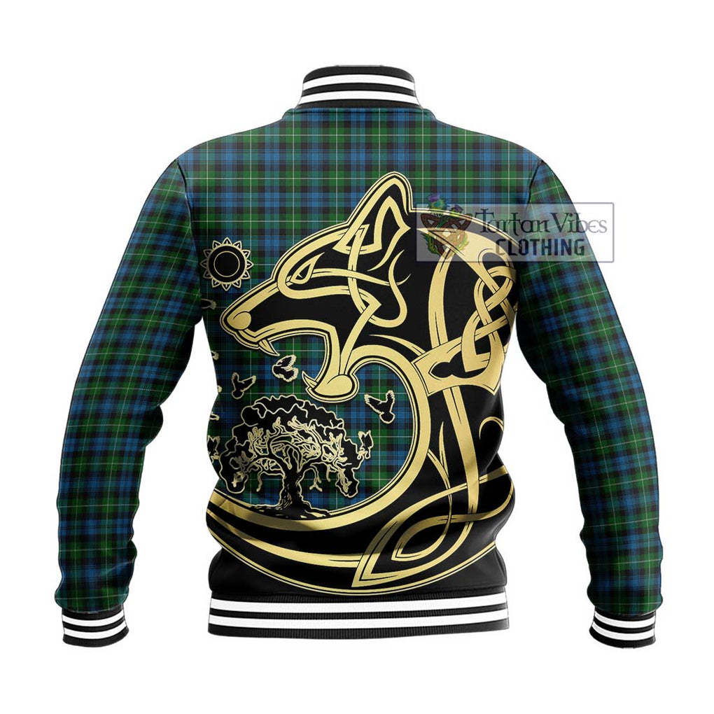 Lamont Tartan Baseball Jacket with Family Crest Celtic Wolf Style - Tartan Vibes Clothing