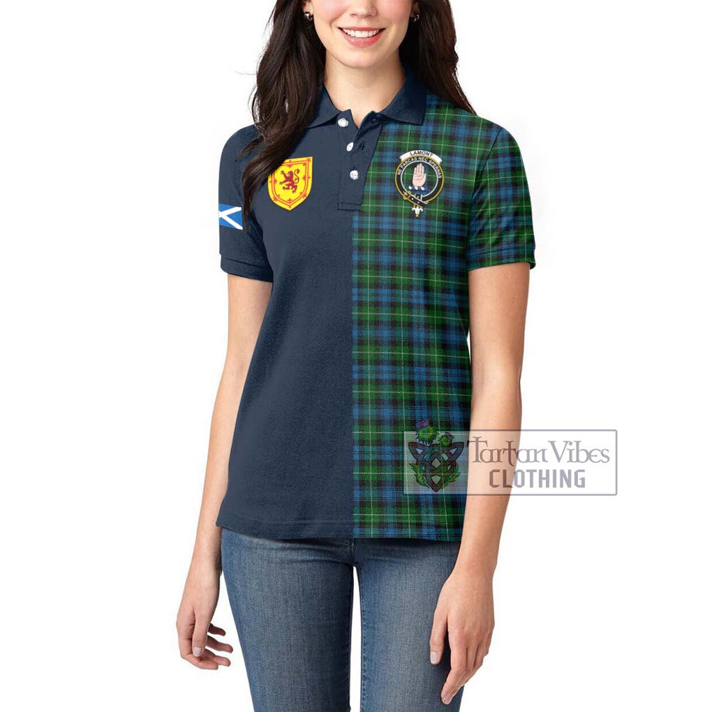 Tartan Vibes Clothing Lamont Tartan Women's Polo Shirt with Scottish Lion Royal Arm Half Style