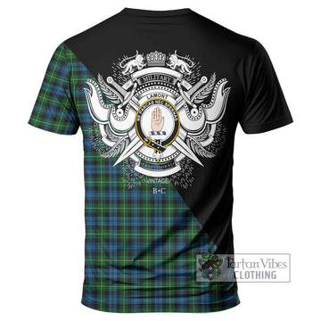 Lamont Tartan T-Shirt with Family Crest and Military Logo Style