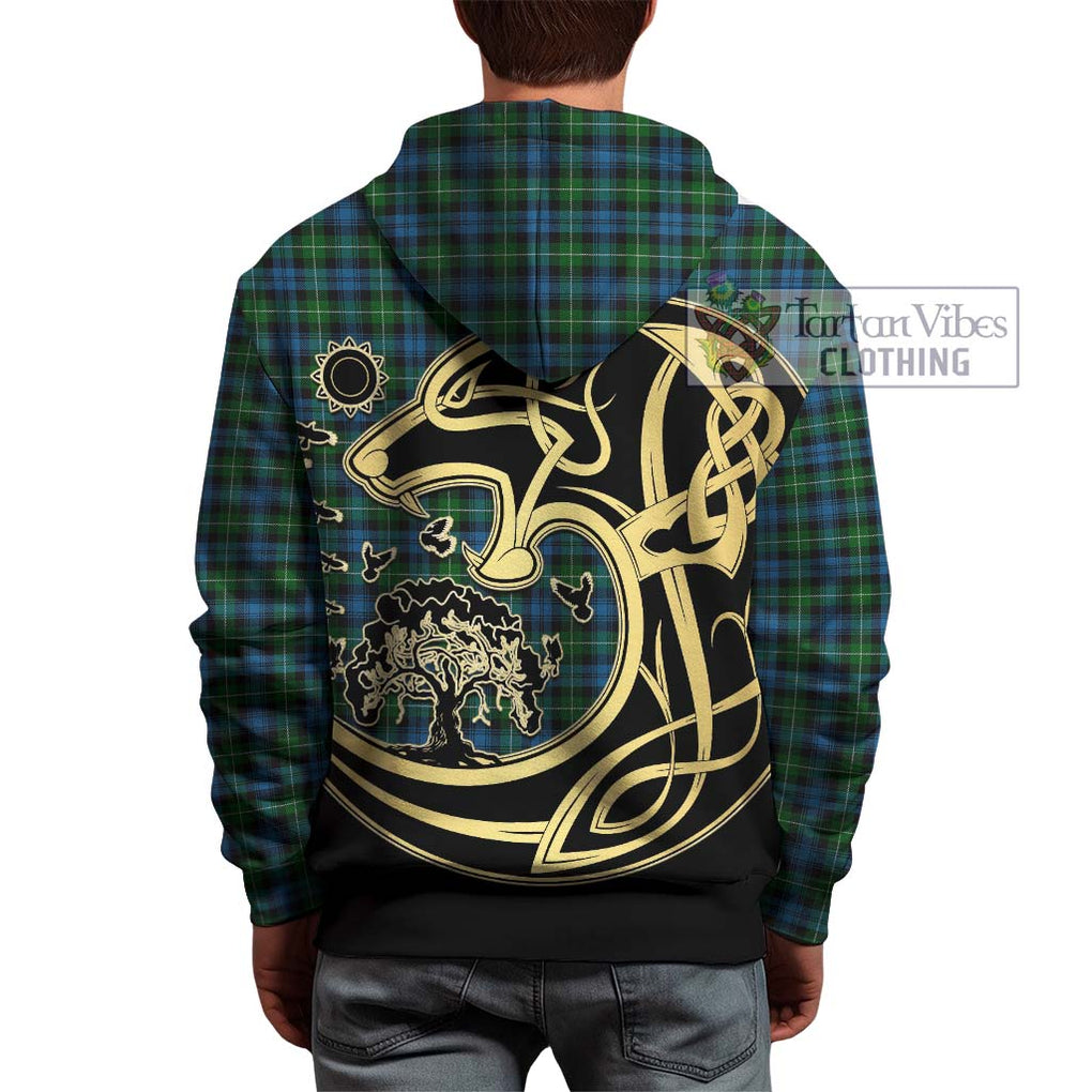 Lamont Tartan Hoodie with Family Crest Celtic Wolf Style - Tartan Vibes Clothing