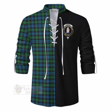 Lamont Tartan Ghillie Kilt Shirt with Family Crest and Half Of Me Style