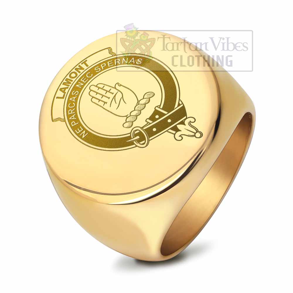 Tartan Vibes Clothing Lamont Clan Crest Engraved Ring