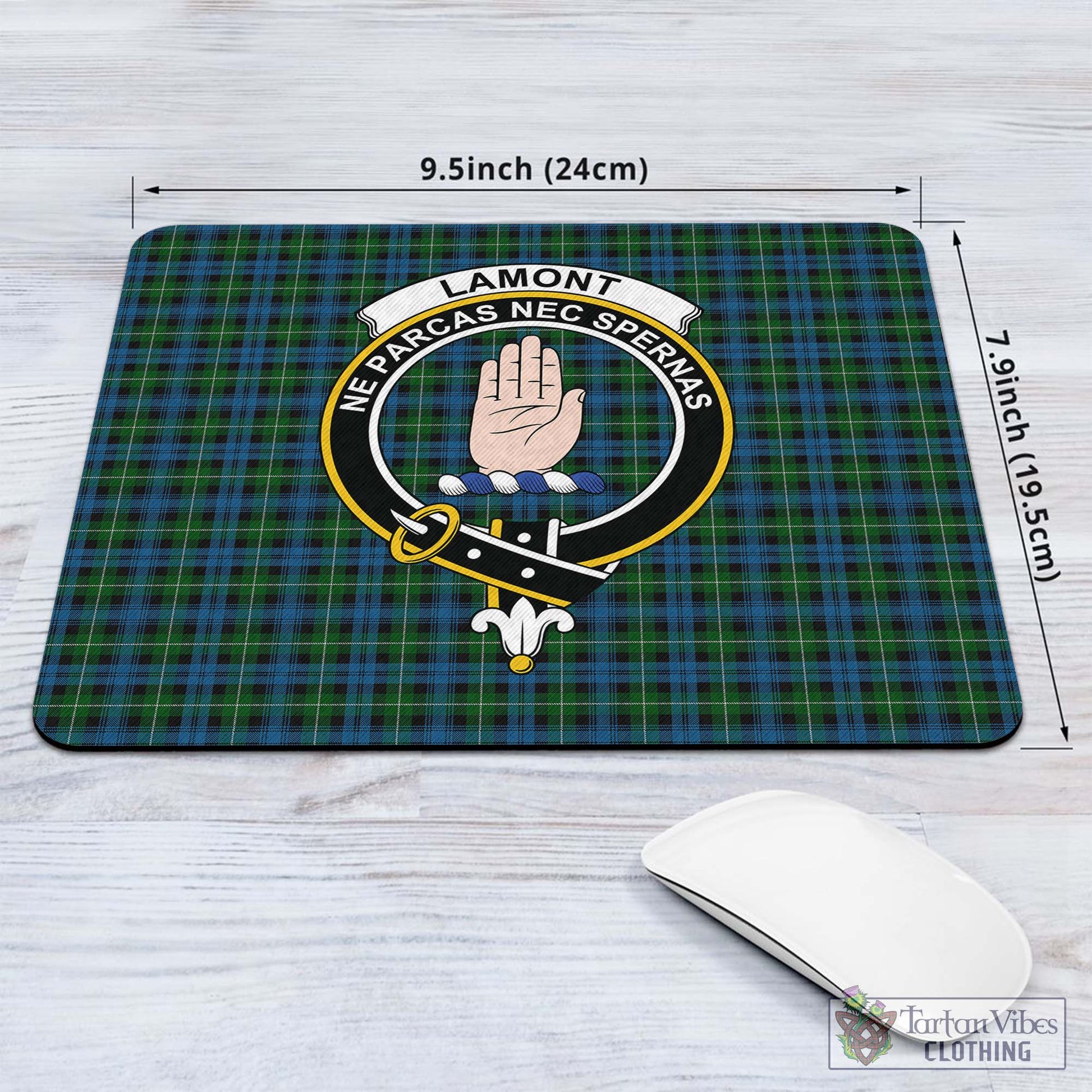 Tartan Vibes Clothing Lamont Tartan Mouse Pad with Family Crest