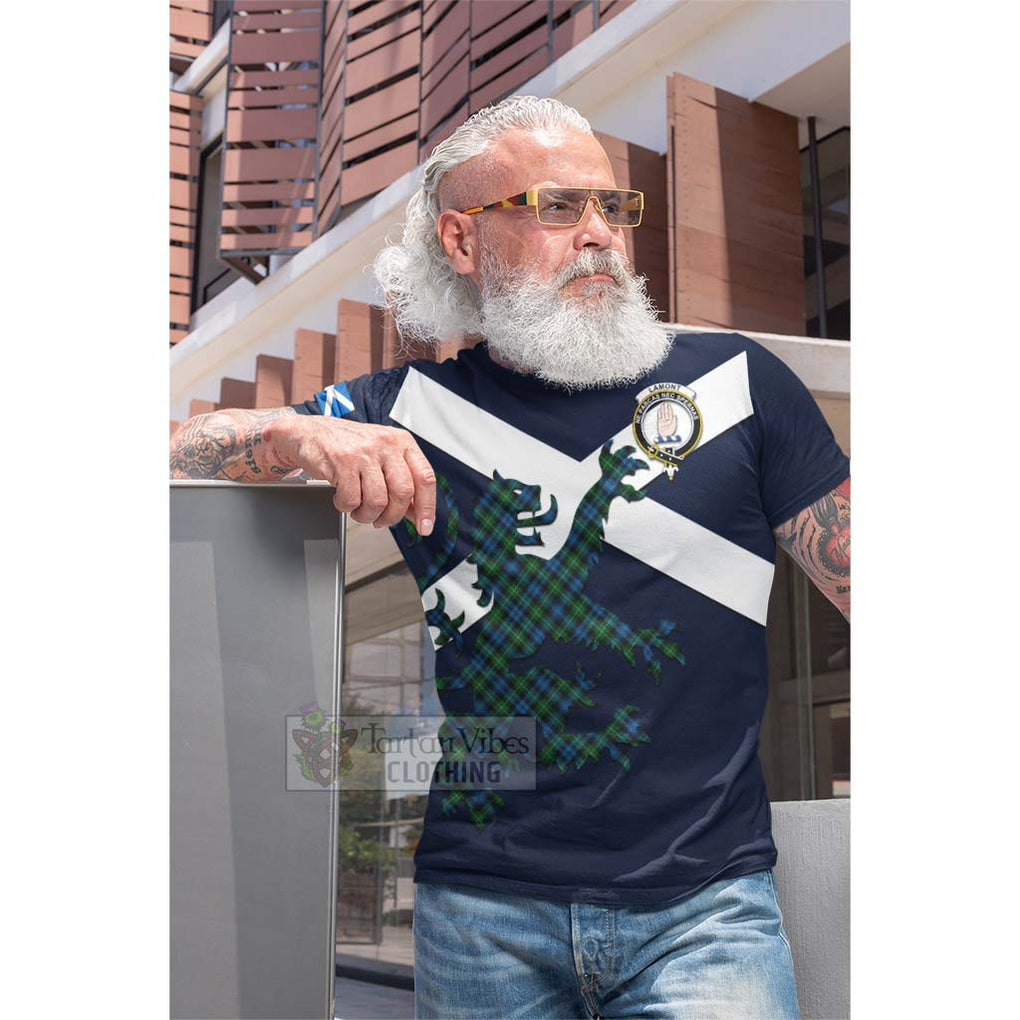 Tartan Vibes Clothing Lamont Tartan Lion Rampant Cotton T-shirt – Proudly Display Your Heritage with Alba Gu Brath and Clan Name