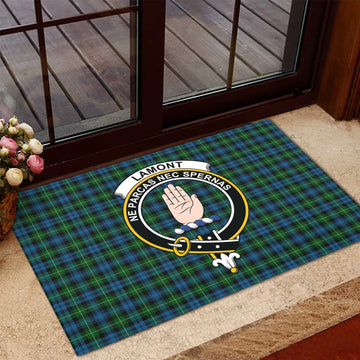 Lamont Tartan Door Mat with Family Crest