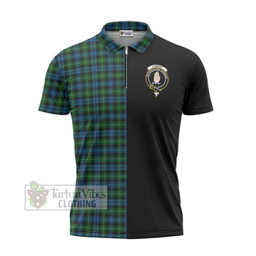 Lamont Tartan Zipper Polo Shirt with Family Crest and Half Of Me Style