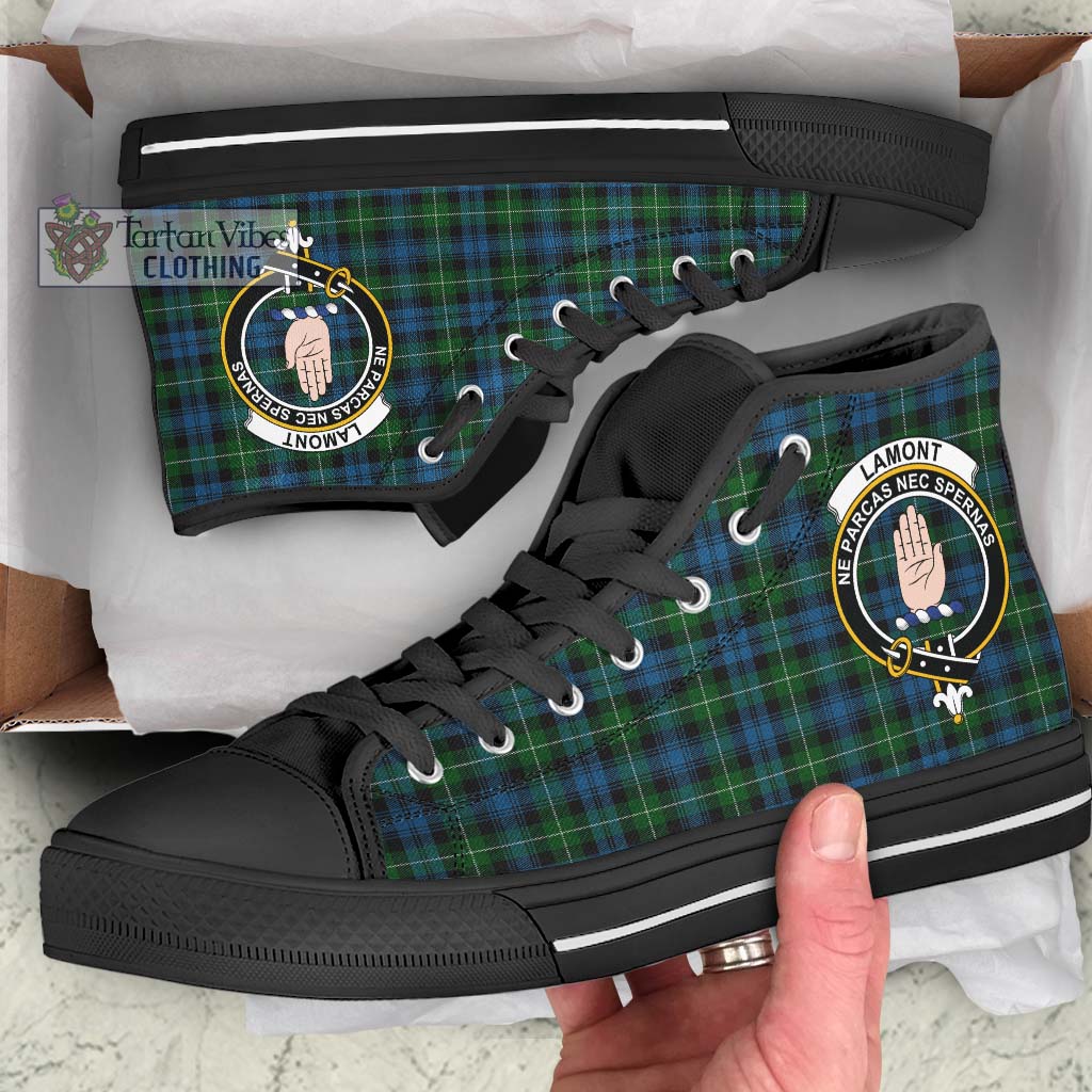 Tartan Vibes Clothing Lamont Tartan High Top Shoes with Family Crest