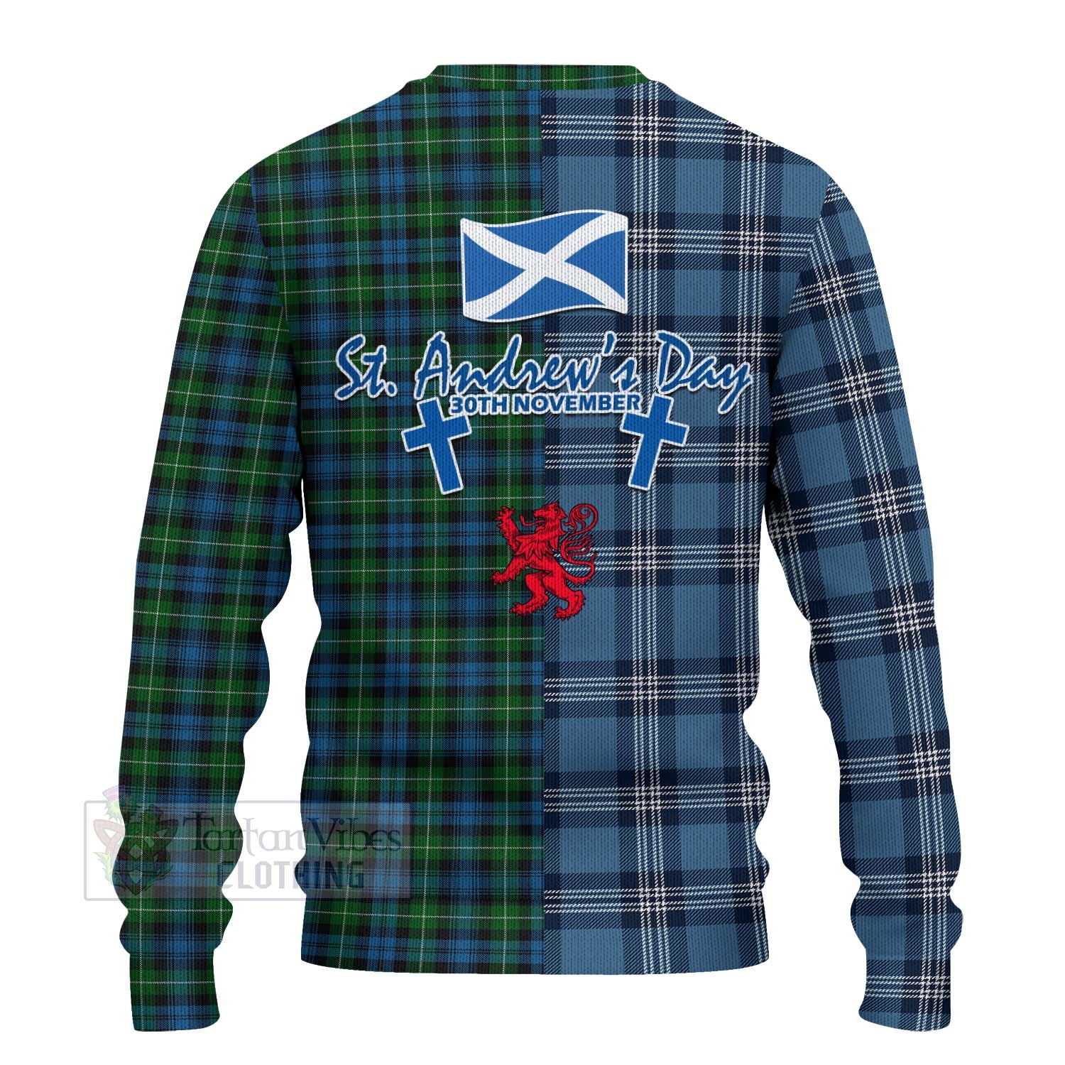 Tartan Vibes Clothing Lamont Tartan Knitted Sweater Happy St. Andrew's Day Half Tartan Style