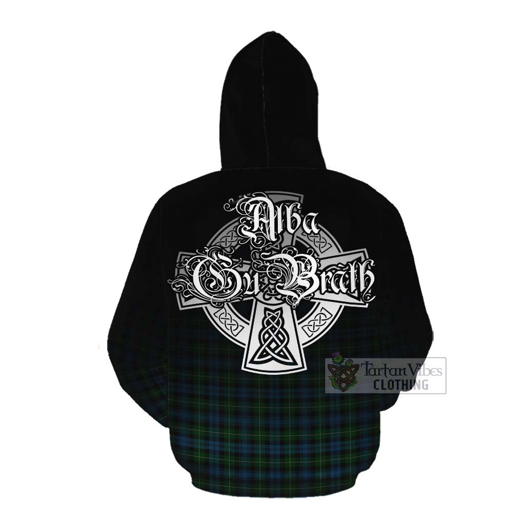 Tartan Vibes Clothing Lamont Tartan Cotton Hoodie Featuring Alba Gu Brath Family Crest Celtic Inspired