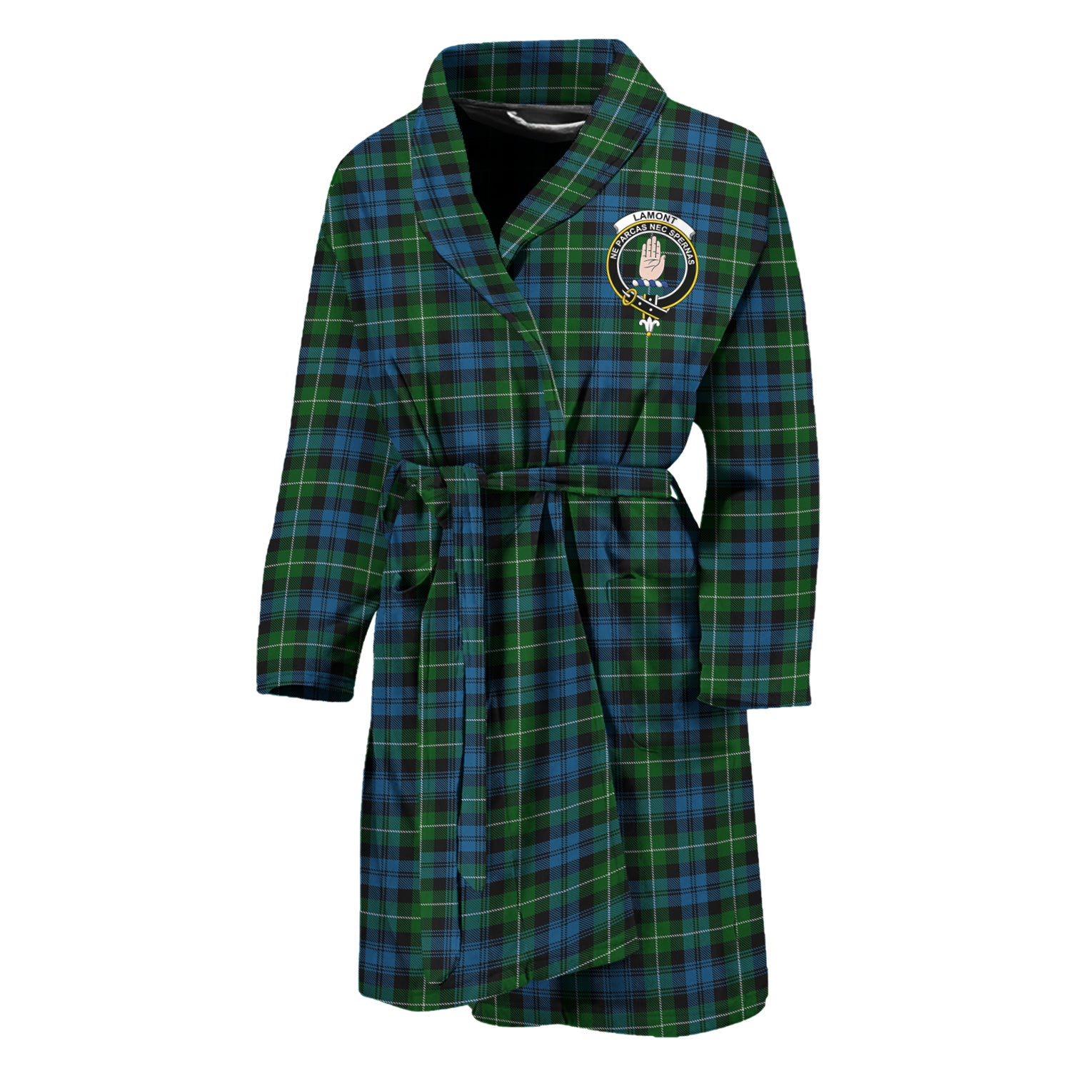 Lamont Tartan Bathrobe with Family Crest Unisex M - Tartan Vibes Clothing