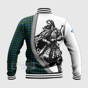 Lamont Tartan Clan Crest Baseball Jacket with Highlander Warrior Celtic Style