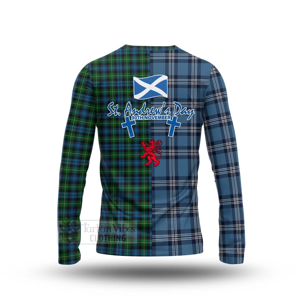 Tartan Vibes Clothing Lamont Tartan Long Sleeve T-Shirt Happy St. Andrew's Day Half Tartan Style