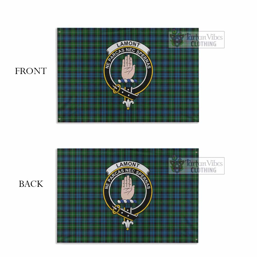 Tartan Vibes Clothing Lamont Tartan House Flag with Family Crest