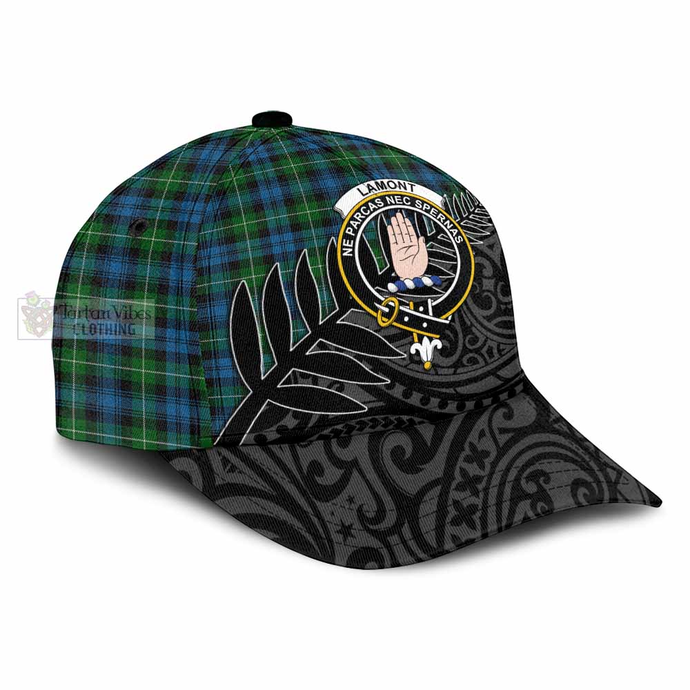 Tartan Vibes Clothing Lamont Tartan Classic Cap with New Zealand Silver Fern Half Style