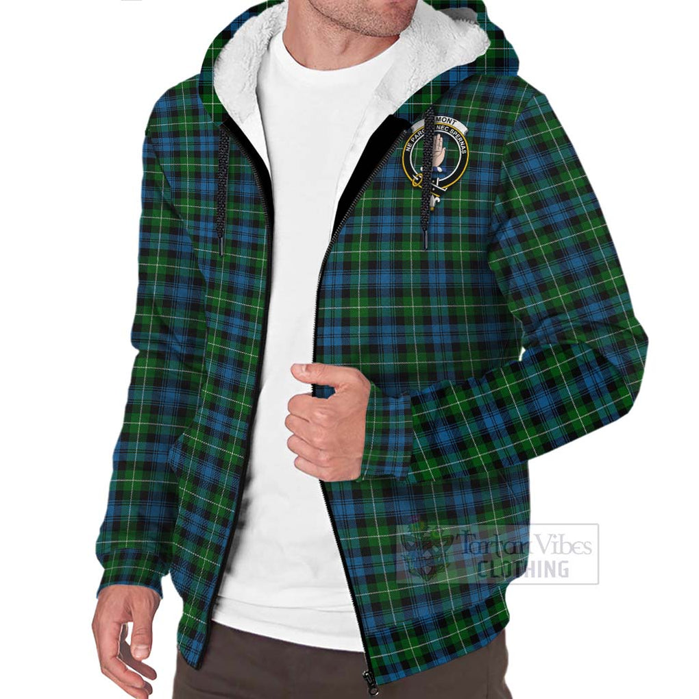 Tartan Vibes Clothing Lamont Tartan Sherpa Hoodie with Family Crest Celtic Skull Style