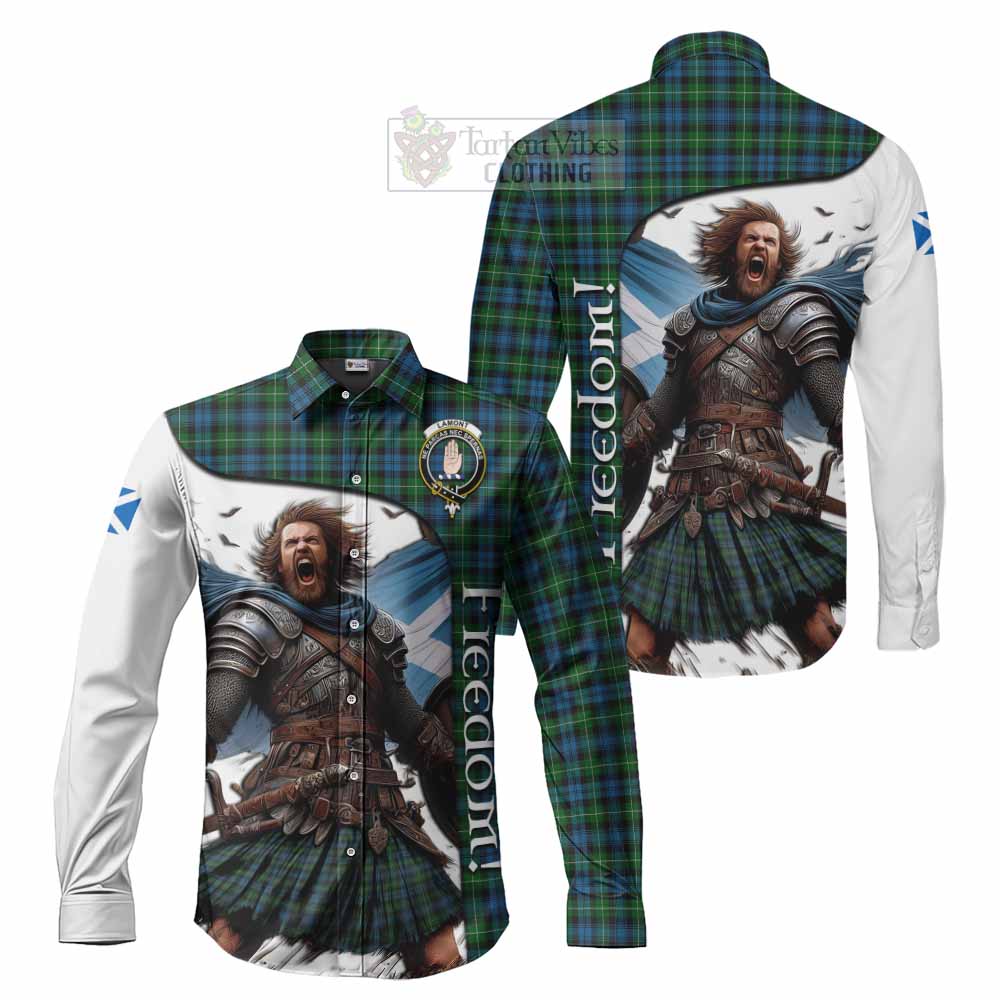 Tartan Vibes Clothing Lamont Crest Tartan Long Sleeve Button Shirt Inspired by the Freedom of Scottish Warrior