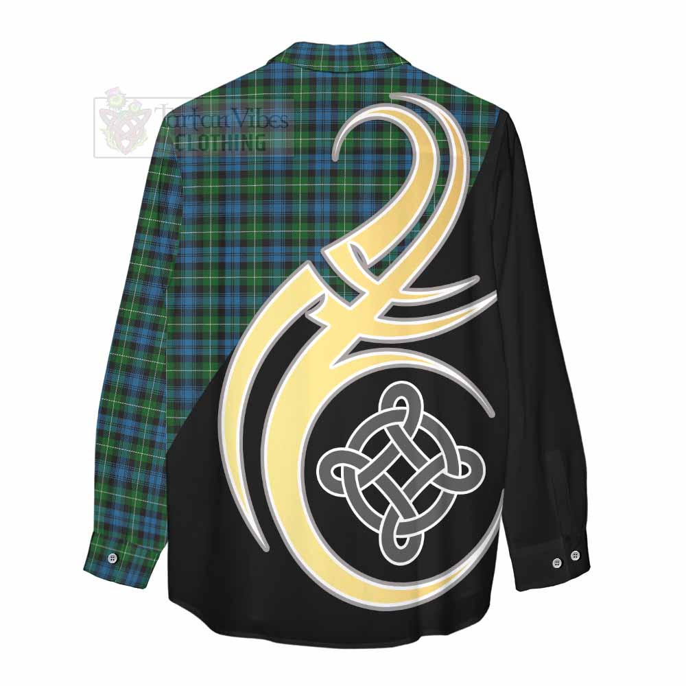 Tartan Vibes Clothing Lamont Tartan Women's Casual Shirt with Family Crest and Celtic Symbol Style