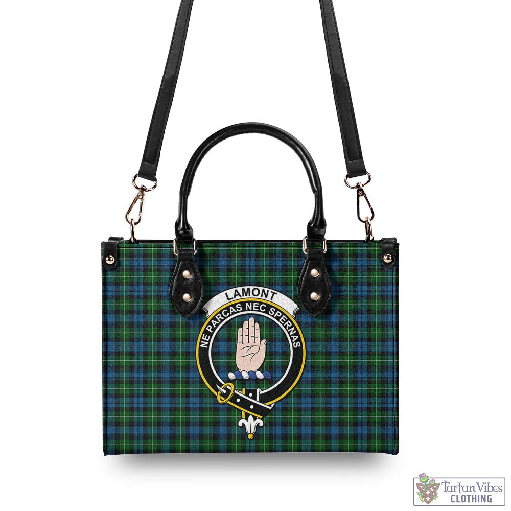 Tartan Vibes Clothing Lamont Tartan Luxury Leather Handbags with Family Crest