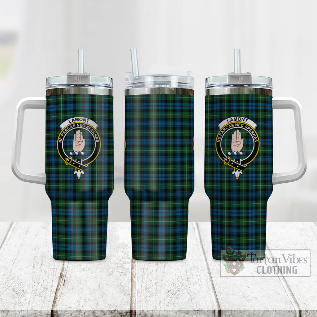 Tartan Vibes Clothing Lamont Tartan and Family Crest Tumbler with Handle