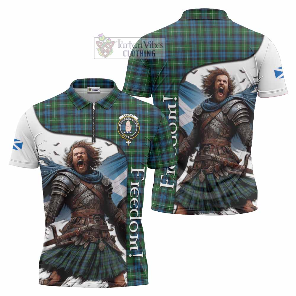 Tartan Vibes Clothing Lamont Crest Tartan Zipper Polo Shirt Inspired by the Freedom of Scottish Warrior