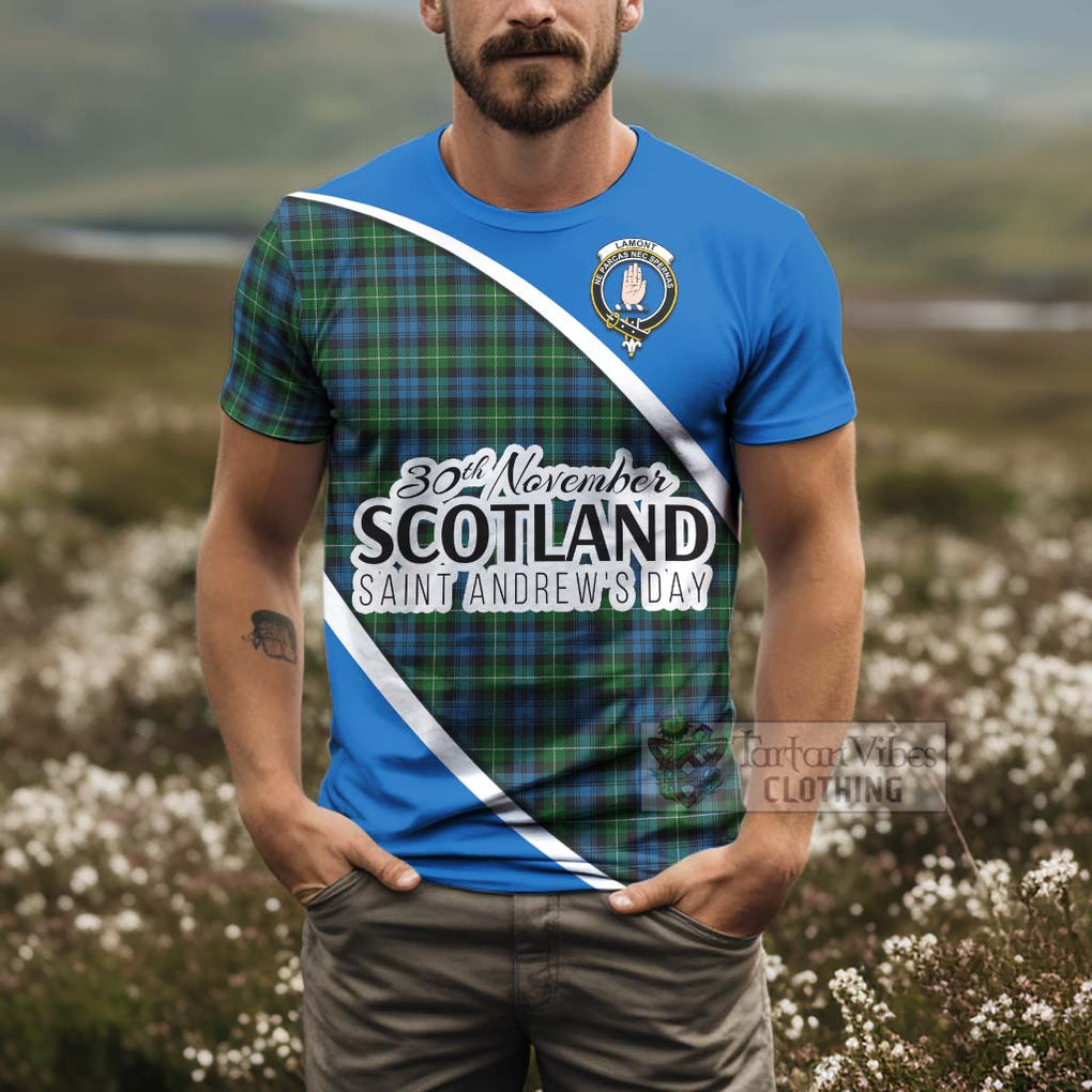 Tartan Vibes Clothing Lamont Family Crest Tartan T-Shirt Celebrate Saint Andrew's Day in Style