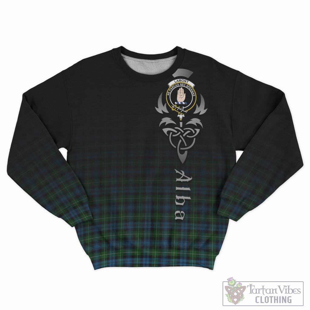 Tartan Vibes Clothing Lamont Tartan Sweatshirt Featuring Alba Gu Brath Family Crest Celtic Inspired