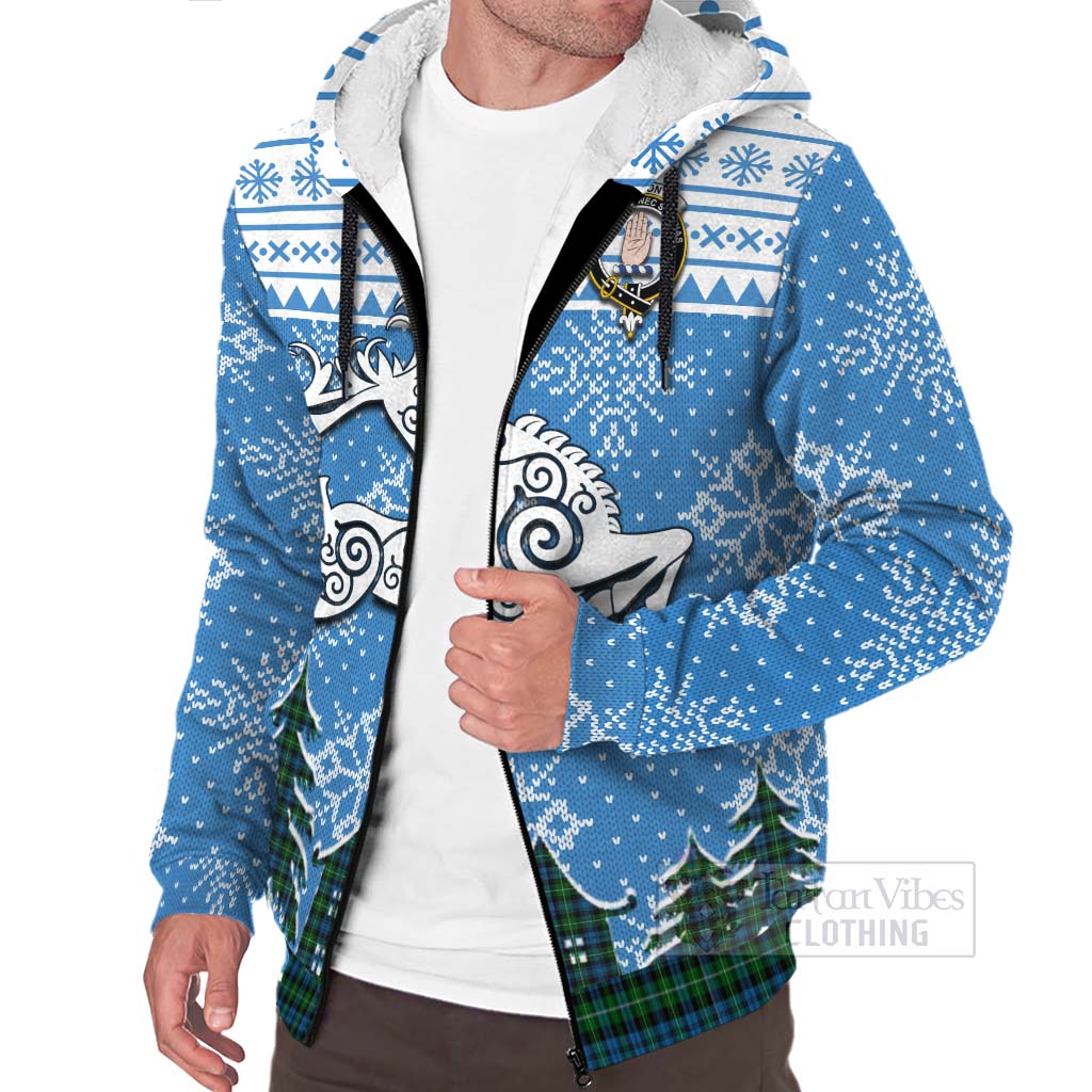 Tartan Vibes Clothing Lamont Clan Christmas Sherpa Hoodie Celtic Reindeer Style