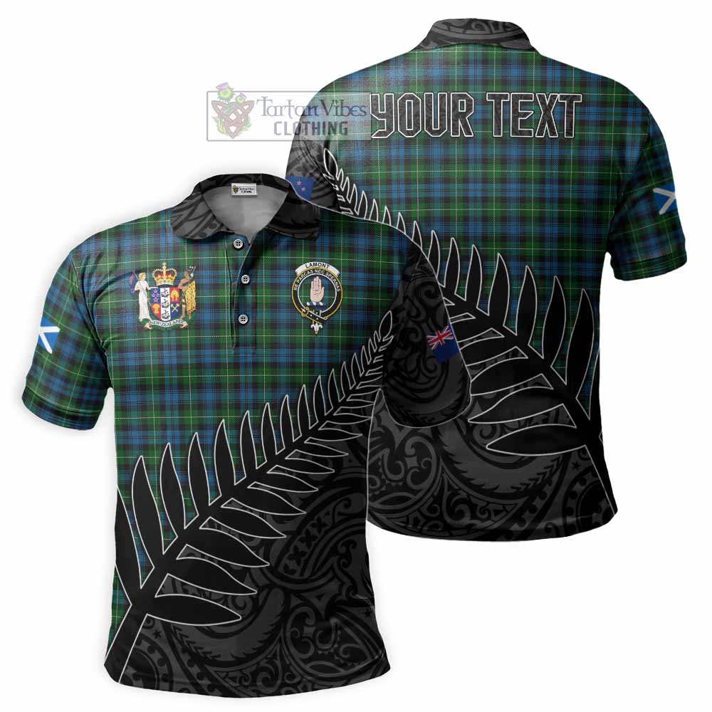 Lamont Crest Tartan Polo Shirt with New Zealand Silver Fern Half Style