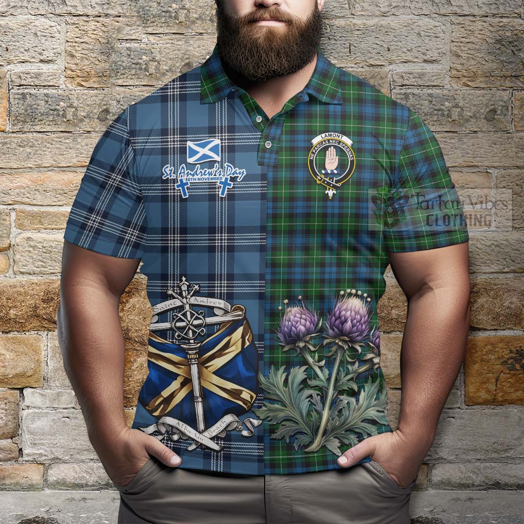 Tartan Vibes Clothing Lamont Tartan Polo Shirt Happy St. Andrew's Day Half Tartan Style