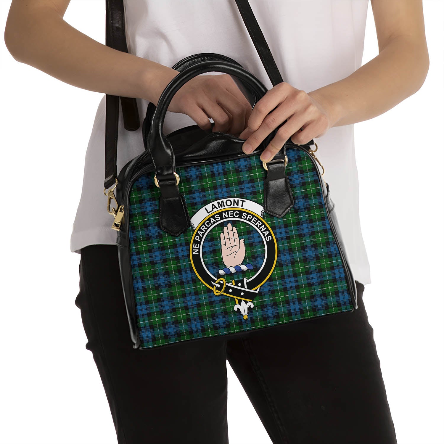 Lamont Tartan Shoulder Handbags with Family Crest - Tartanvibesclothing