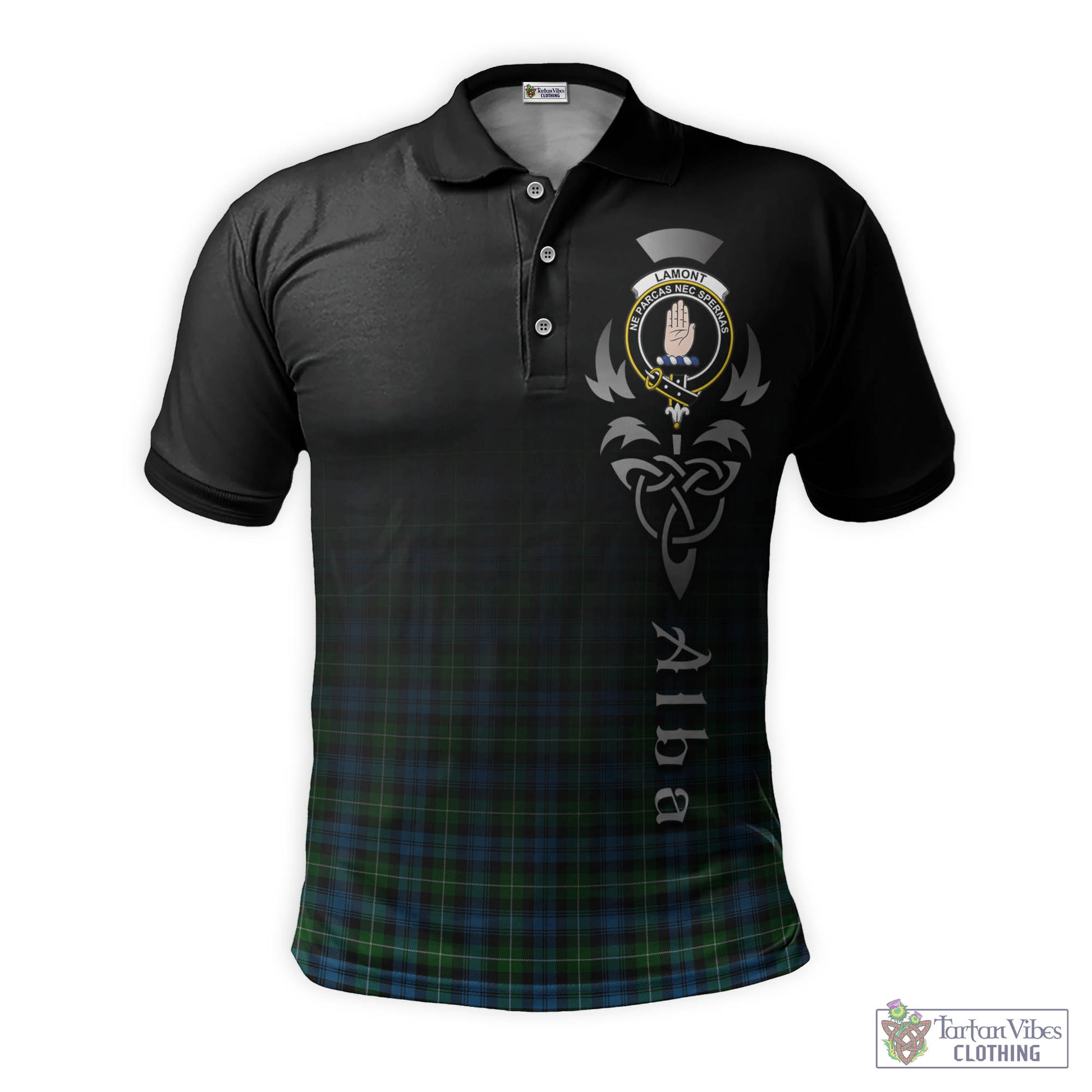 Tartan Vibes Clothing Lamont Tartan Polo Shirt Featuring Alba Gu Brath Family Crest Celtic Inspired