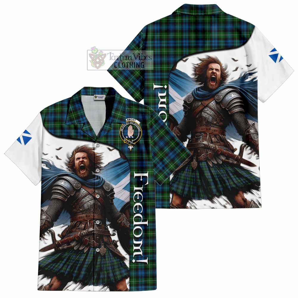 Lamont Crest Tartan Hawaiian Shirt Inspired by the Freedom of Scottish Warrior - Tartan Vibes Clothing