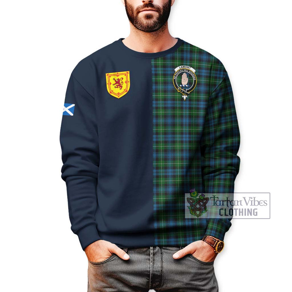 Tartan Vibes Clothing Lamont Tartan Sweatshirt with Scottish Lion Royal Arm Half Style