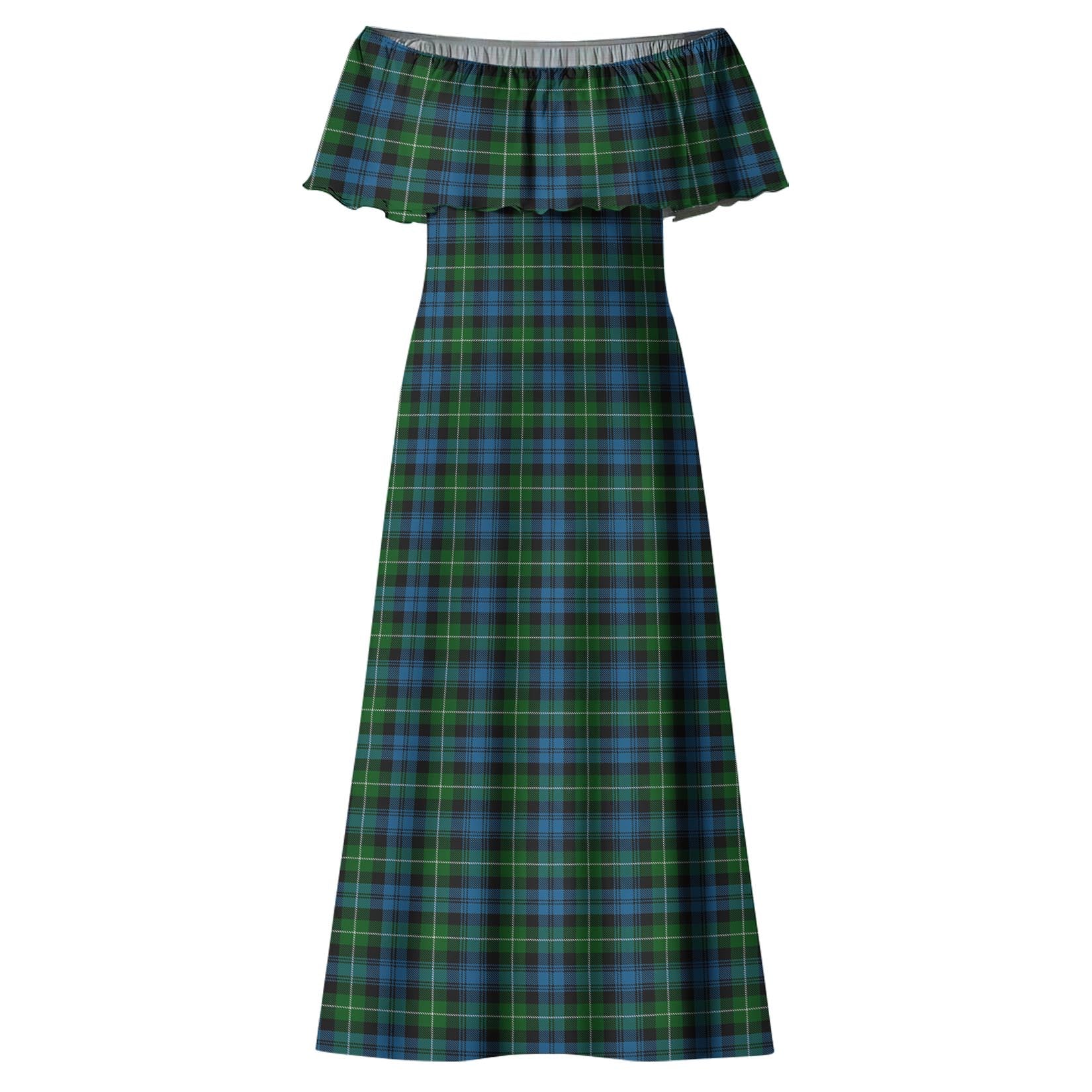 Lamont Tartan Off Shoulder Long Dress - Tartanvibesclothing