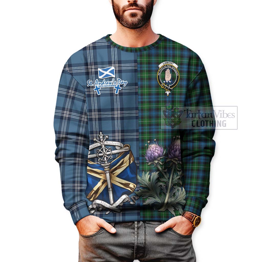 Tartan Vibes Clothing Lamont Tartan Sweatshirt Happy St. Andrew's Day Half Tartan Style