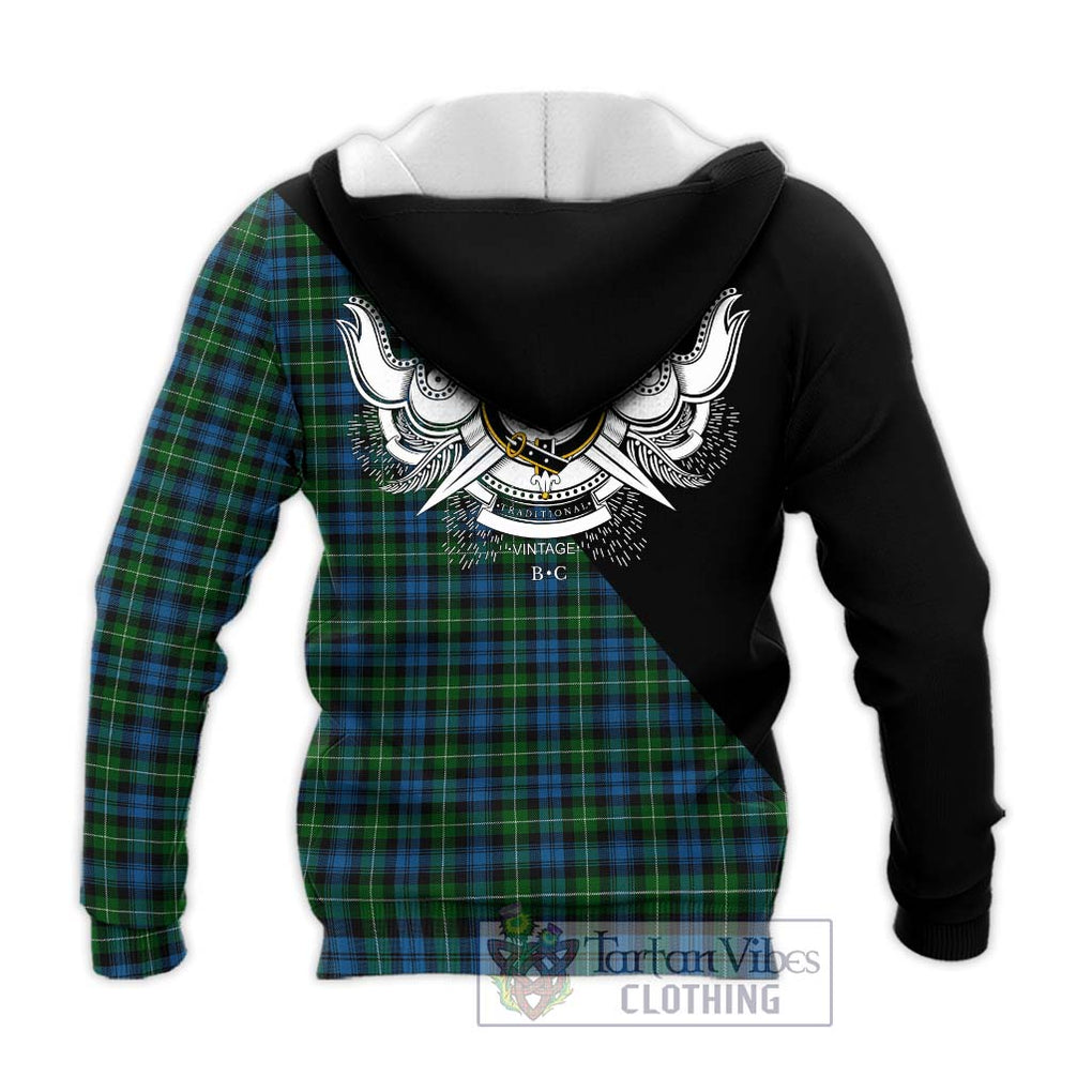 Lamont Tartan Knitted Hoodie with Family Crest and Military Logo Style - Tartanvibesclothing Shop