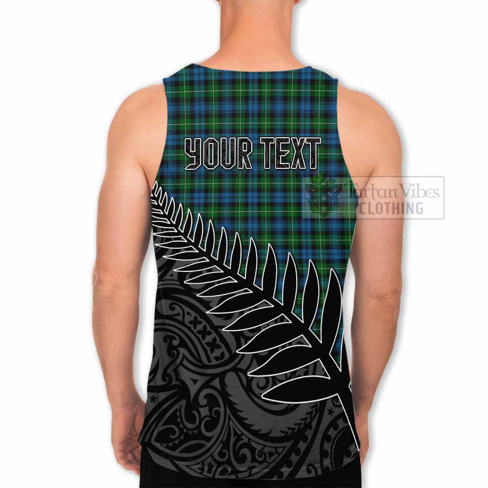 Tartan Vibes Clothing Lamont Crest Tartan Men's Tank Top with New Zealand Silver Fern Half Style