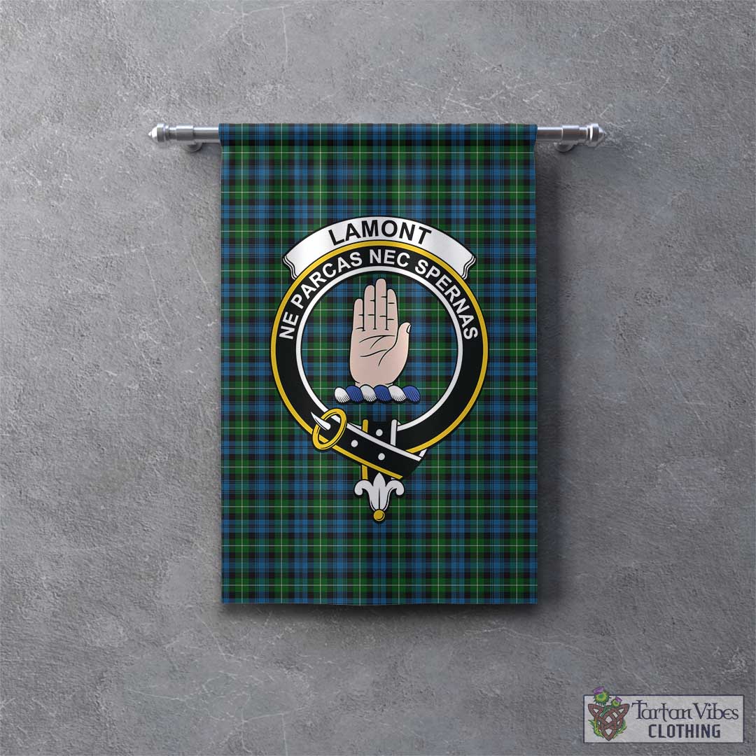 Tartan Vibes Clothing Lamont Tartan Gonfalon, Tartan Banner with Family Crest