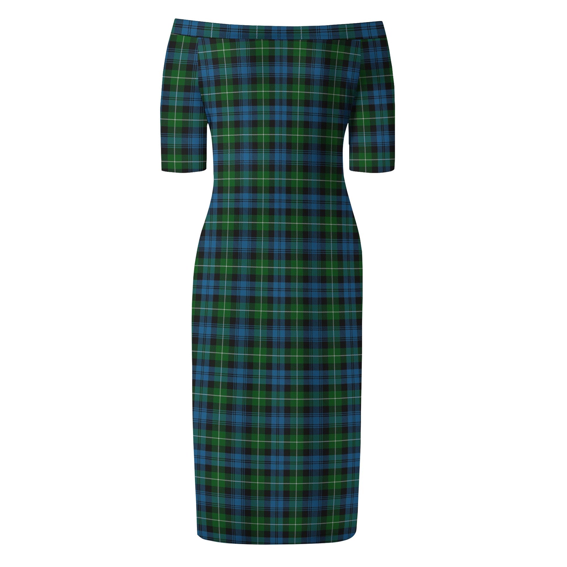 Lamont Tartan Off Shoulder Lady Dress - Tartanvibesclothing