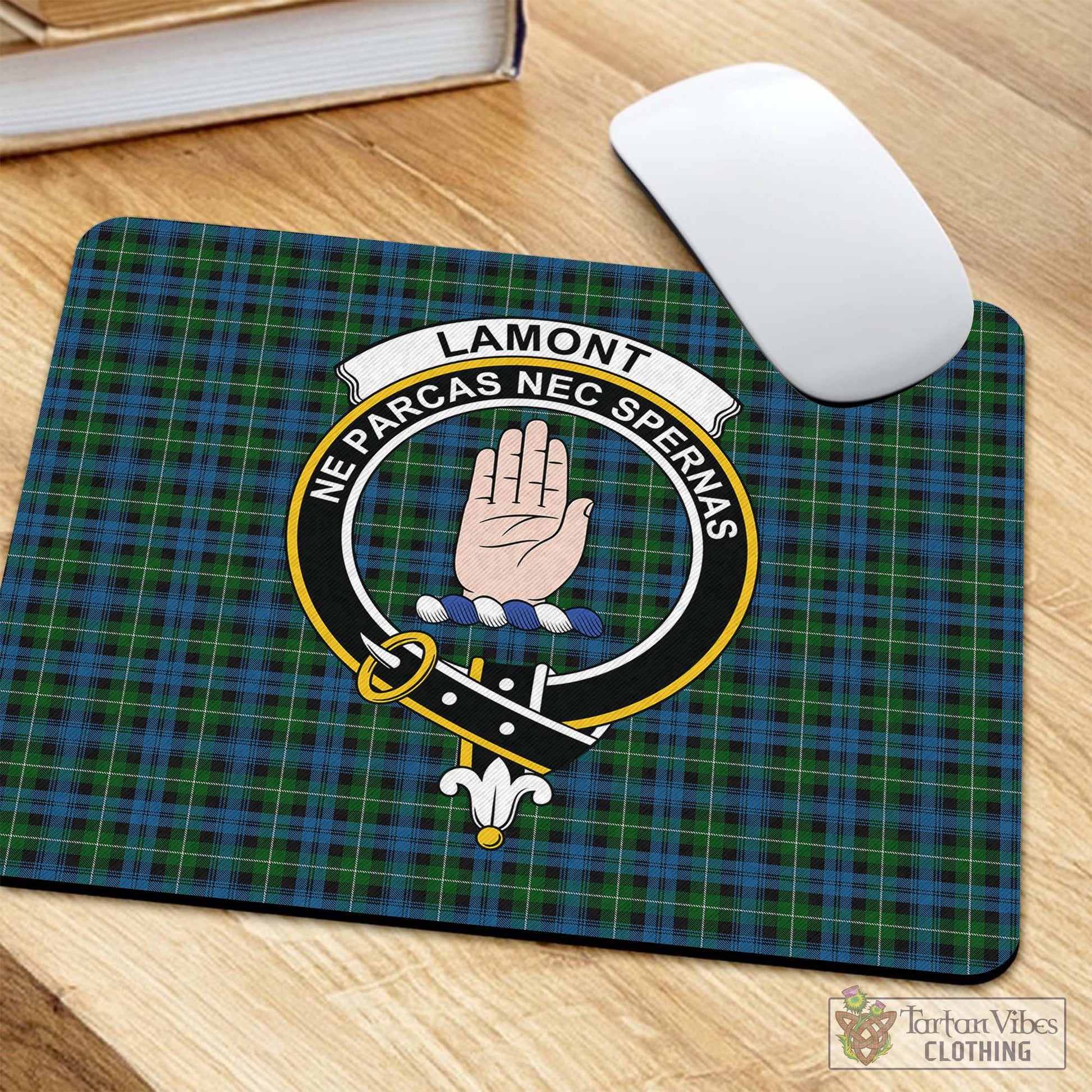 Tartan Vibes Clothing Lamont Tartan Mouse Pad with Family Crest